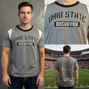 OHIO STATE BUCKEYES Varsity T-Shirt Men’s L Gray Graphic Tee NCAA Fan Apparel